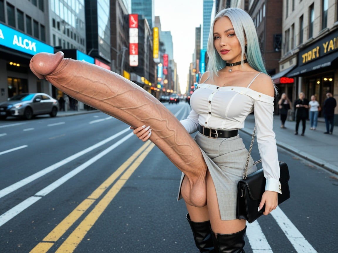 Light Skin, Bob Hair Style, Extreme Cock Size AI Porn