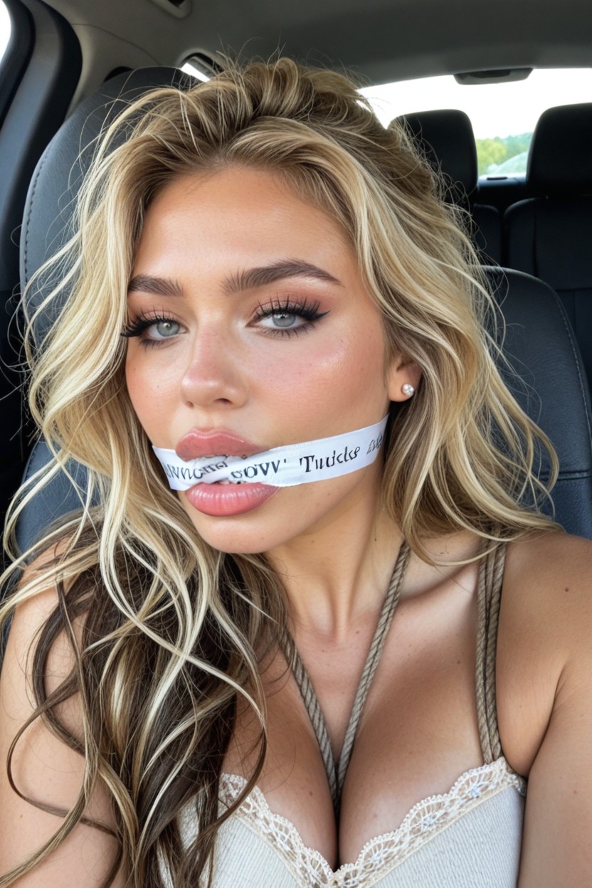 Messy Hair, Fetal Position, Hands Tied Behind Her Back AI Porn
