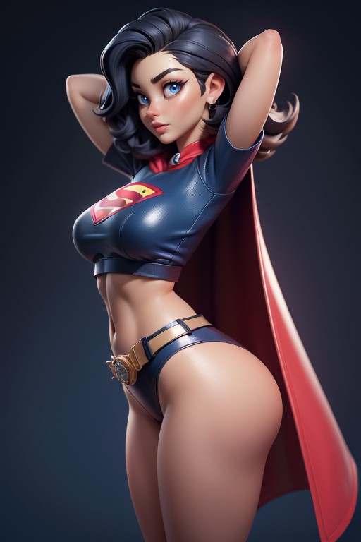 Blue Eyes, Curvy Hips, Arm Raised Up In Front Of Face Hentai IA