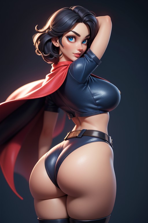 Arm Raised Up In Front Of Face, Bare Thighs, Yellow Belt Hentai AI Porn