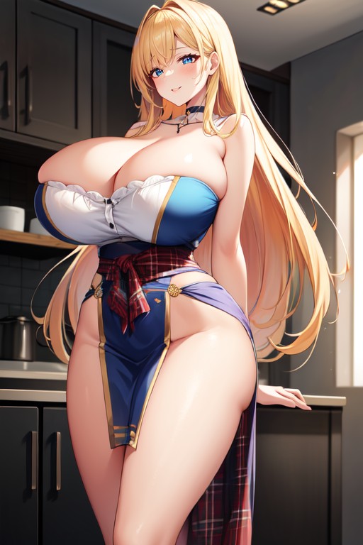 Arms Behind Back, Kilt, Blushing AI Porn