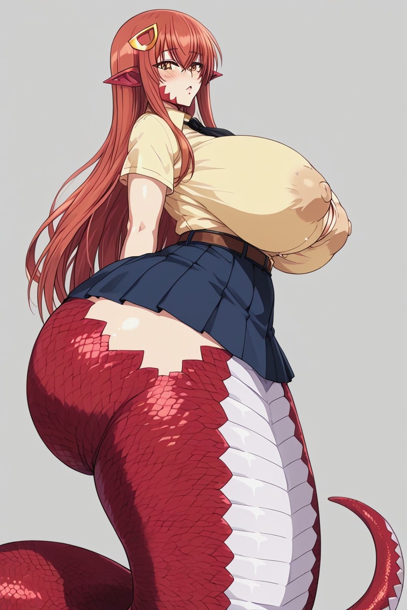 Biggest Ass In The World, Pleated Skirt, Brown Belt AI Porn