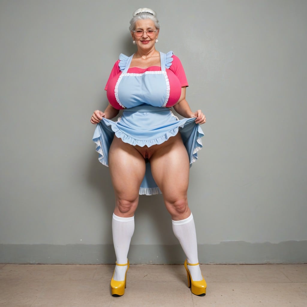 Tight Pink T Shirt, Pussy Full Of Saucage, Ruffled Apron AI Porn