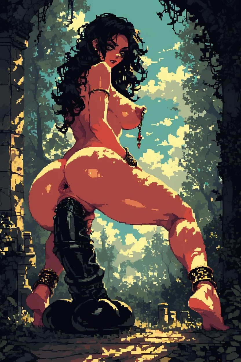 Thick Thighs, Sunlight Coming Through Window, Oiled Skin Hentai AI Porn