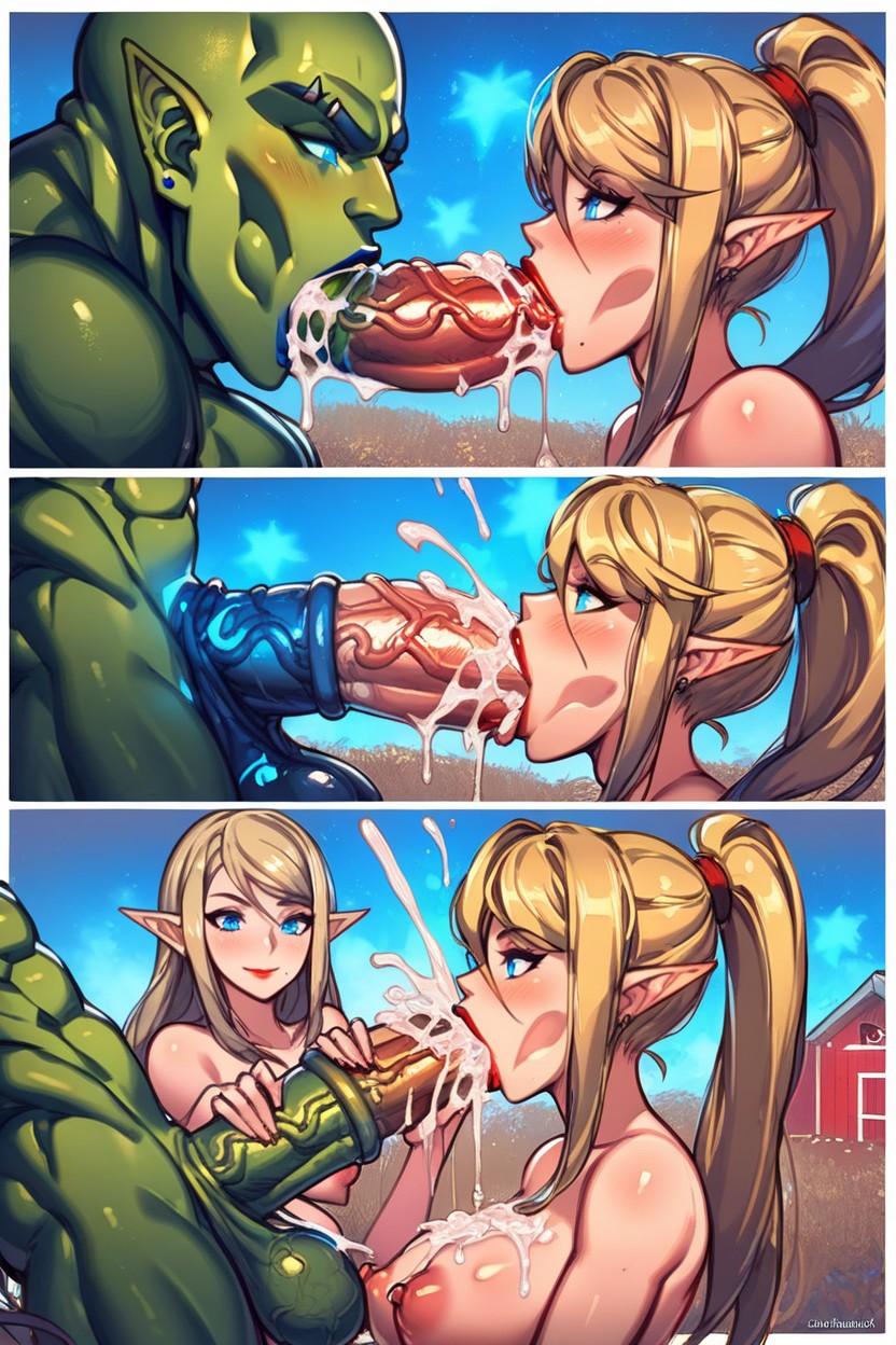 Cum On Chin, Half-orc, Precum AI Porn