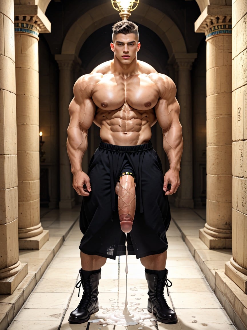 Mouth Agape, Dramatic Lighting, Cum Dripping On Floor AI Gay Porn