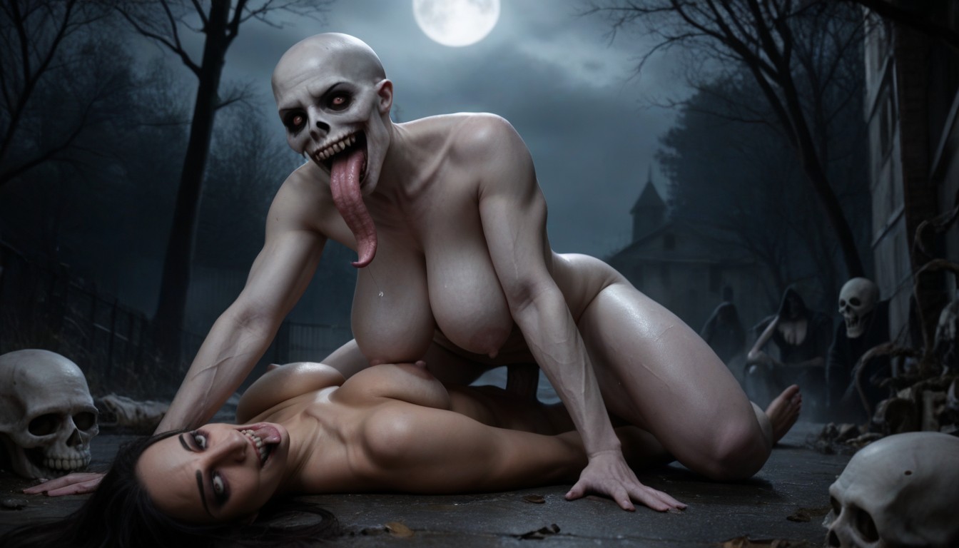 Skulls All Over The Place, Ahegao, Ass Bigger Than Torso AI Porn
