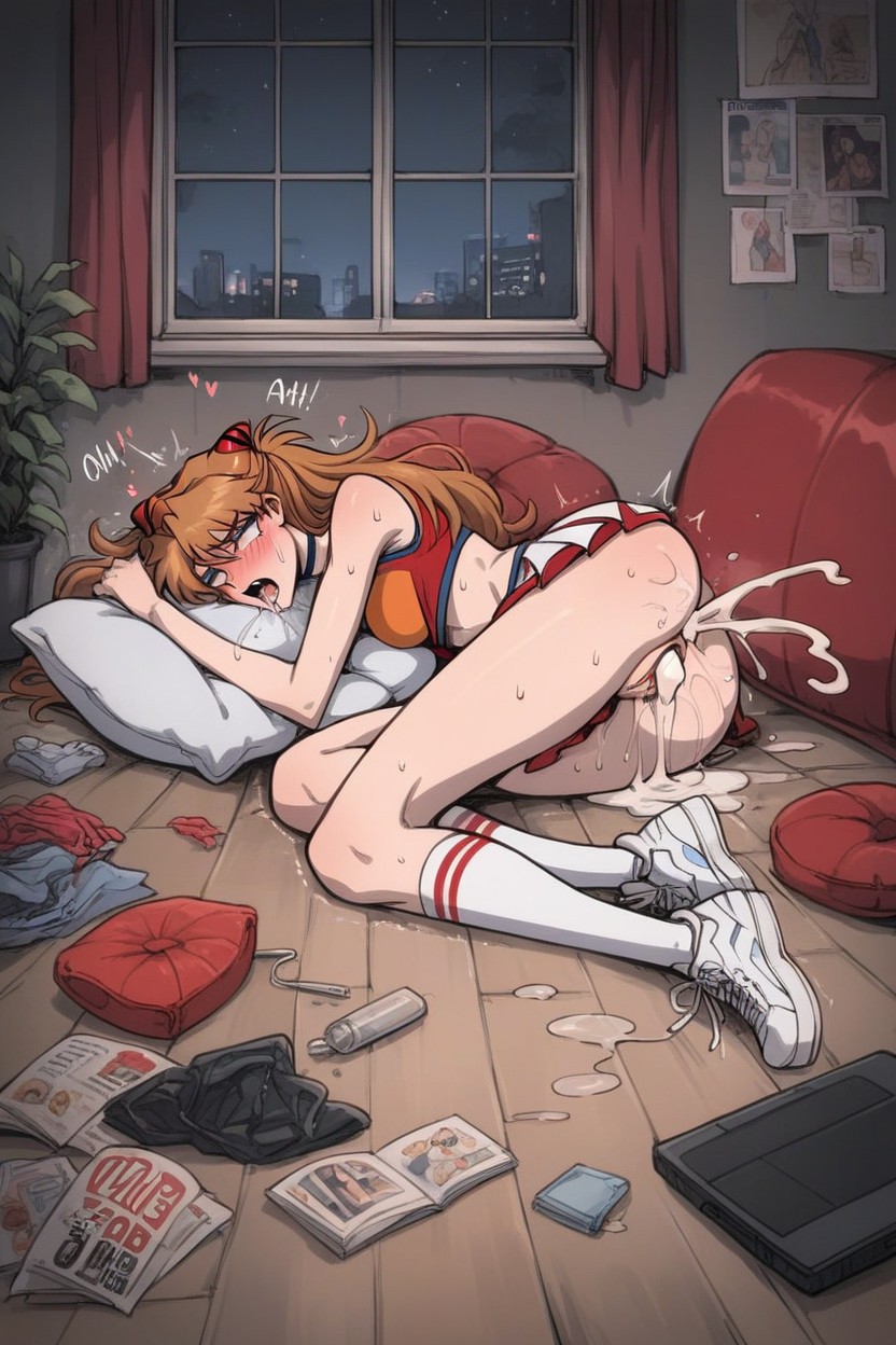 Laptop, Biting Pillow, Kiss Hentai AI Porn