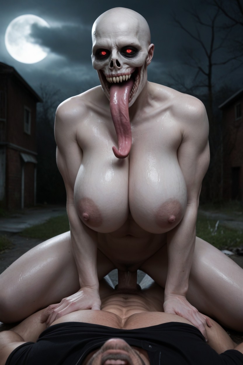 Horror, Skulls All Over The Place, Huge Round Breasts AI Porn