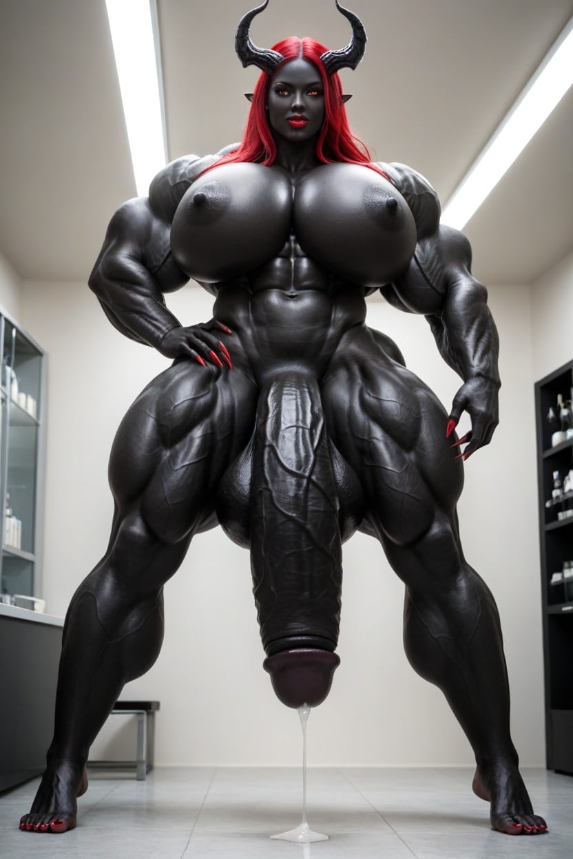 Toned Muscles, Gigantic Shoulders, Seductive Pose Shemale AI Porn