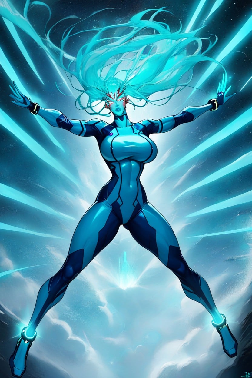 White Zero Suit Cowl Covers Neck And Back Of Head, Bubble Butt, Tan Skin AI Porn