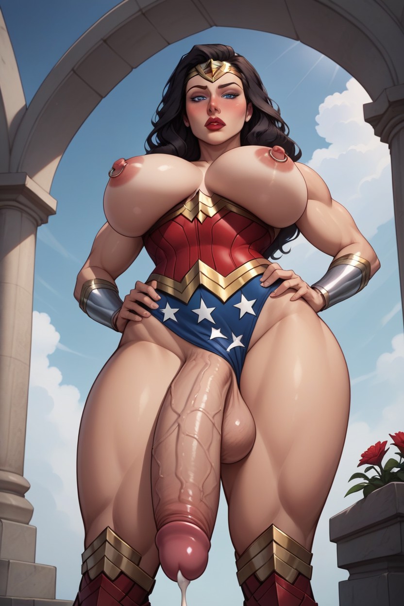 Muscular Female, Red Lips, D Art Style Hentai AI Porn