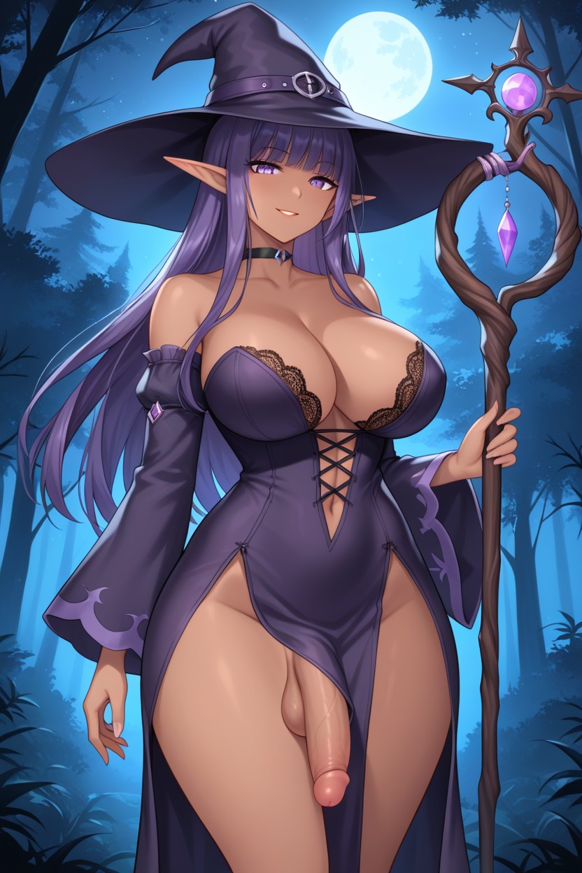 Forest Ground, Witch's Hat, Moon Shemale AI Porn
