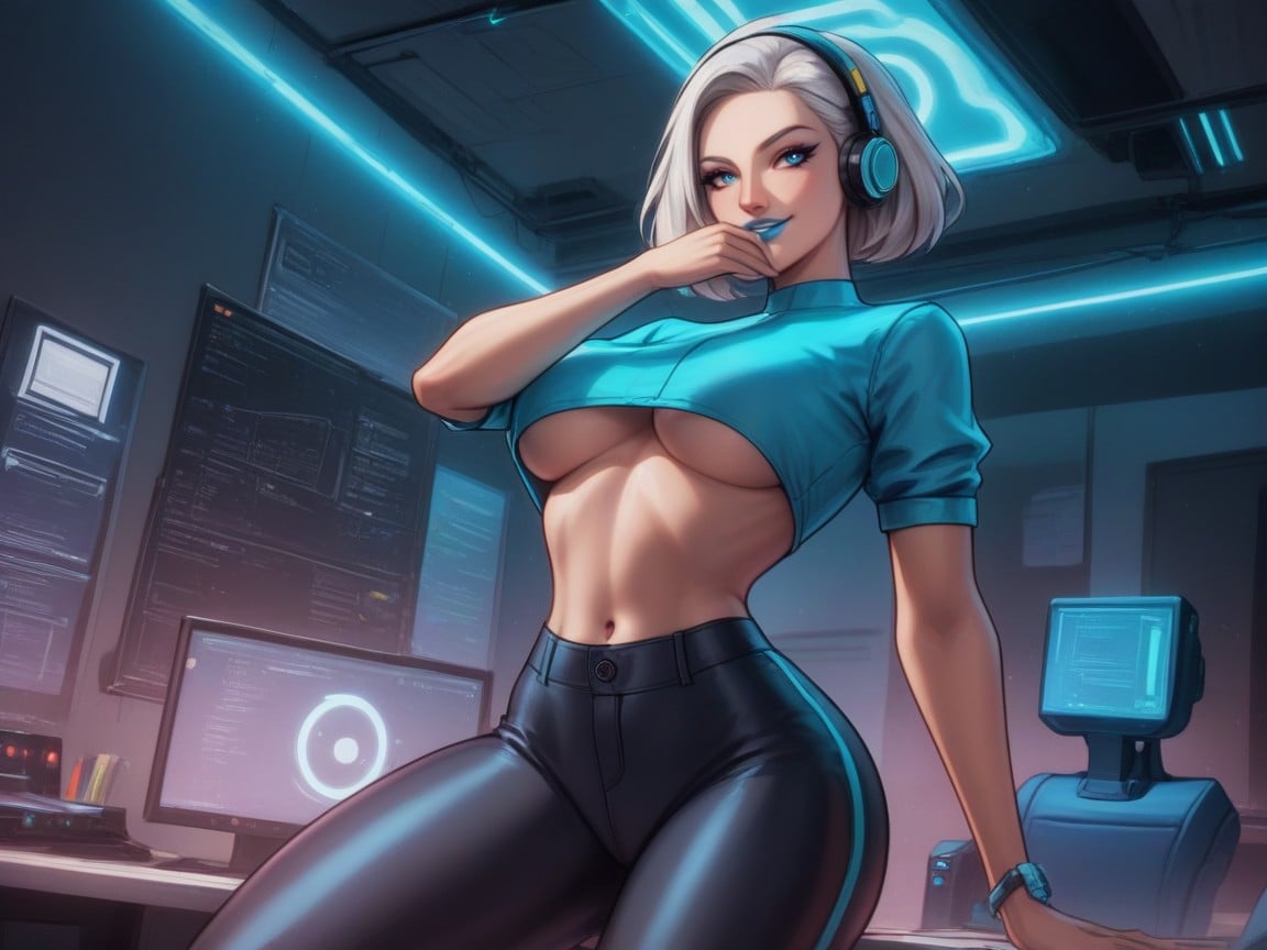 Vibrant Saturated Colors, Ojos Azules, Office Location Porno latina IA