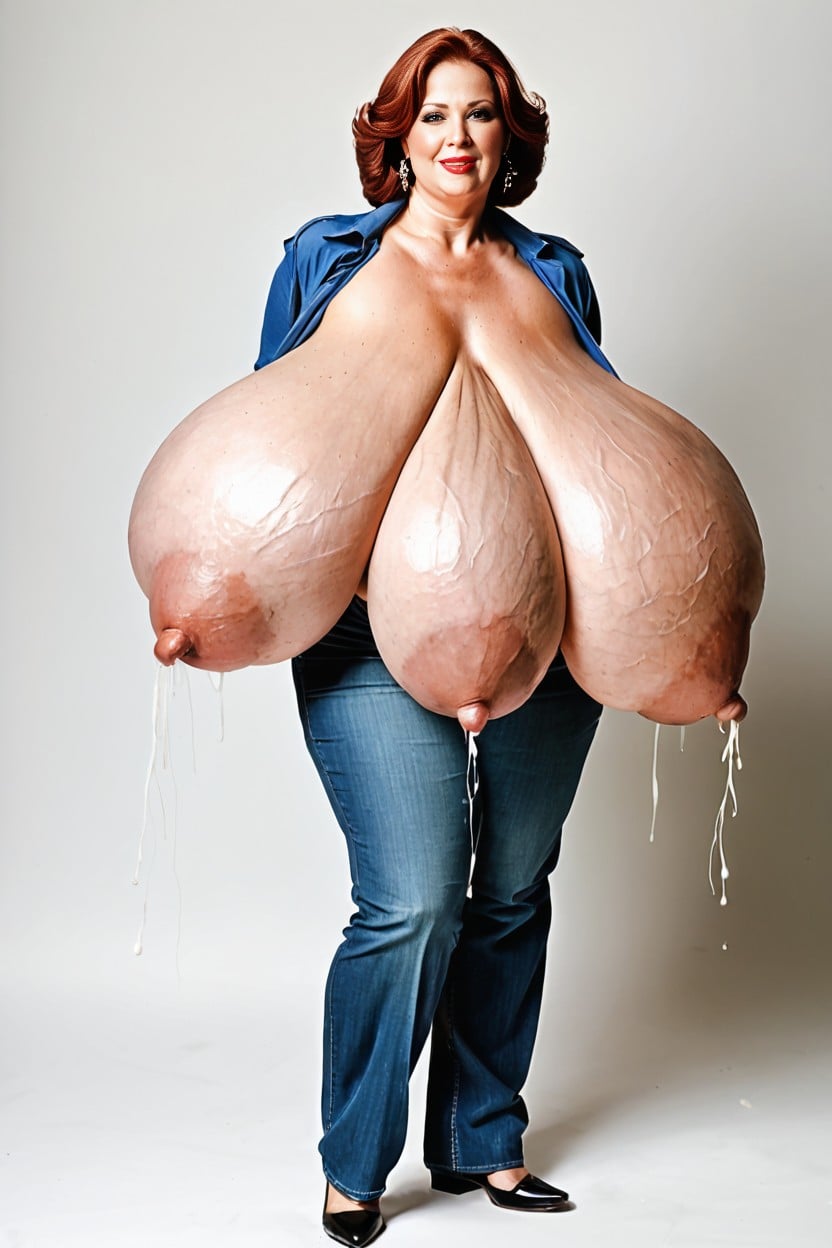Giant Insane Massive Gigantic Breasts, Giant Breasts, Long Nipples Porno IA