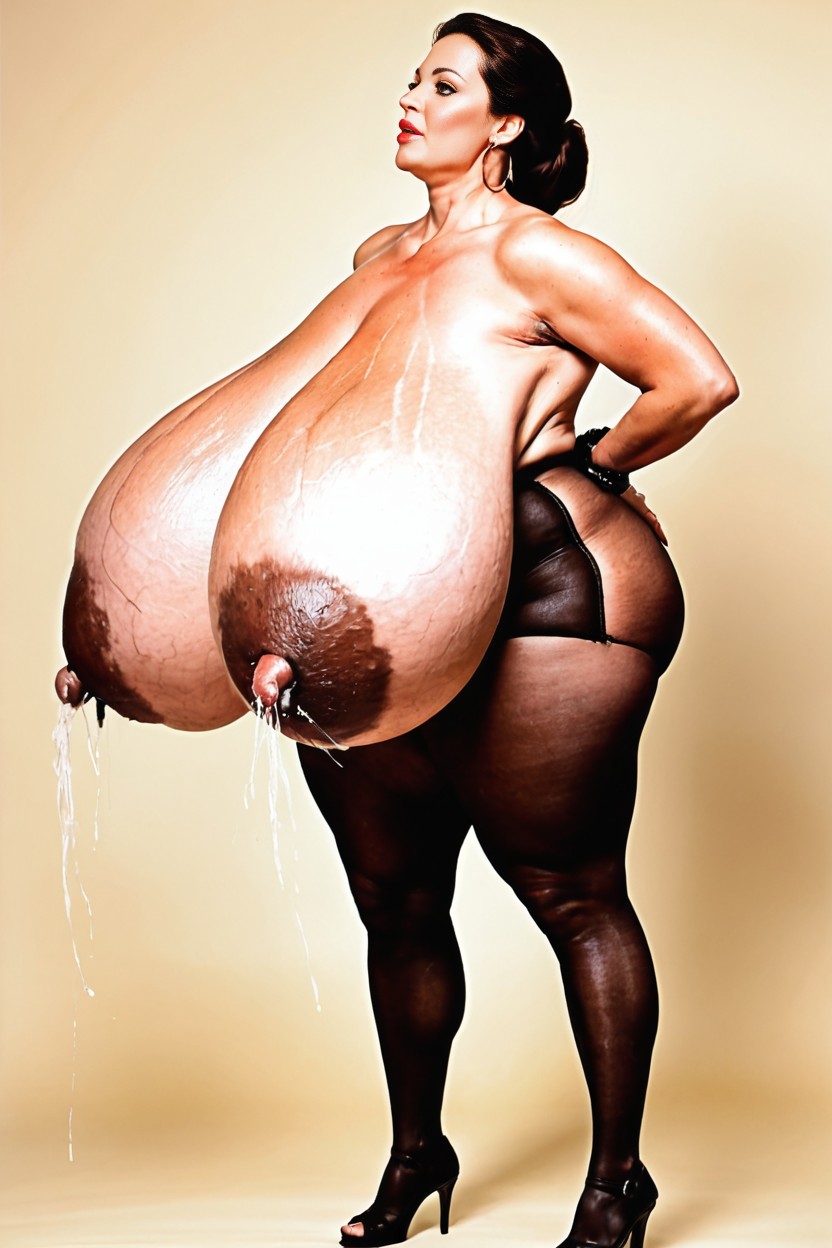 Saggy Tits, Ultra High Details, Side View AI Porn