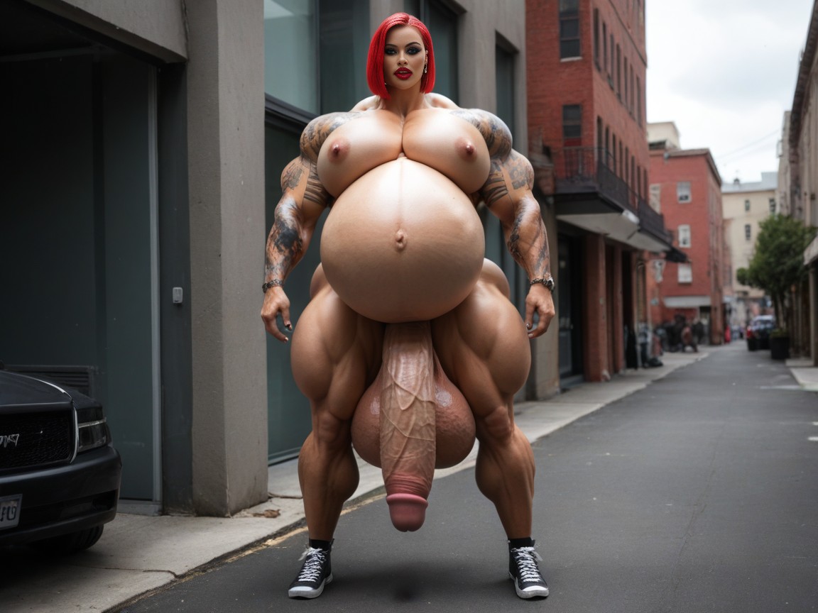 Enormous Balls, Standing, Super Tick Penis Shemale AI Porn