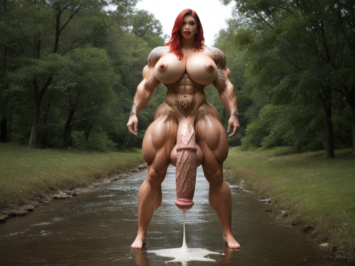 Enormous Horsepenis, Gigantic Massive Hyper Muscles, Full Body Shemale AI Porn