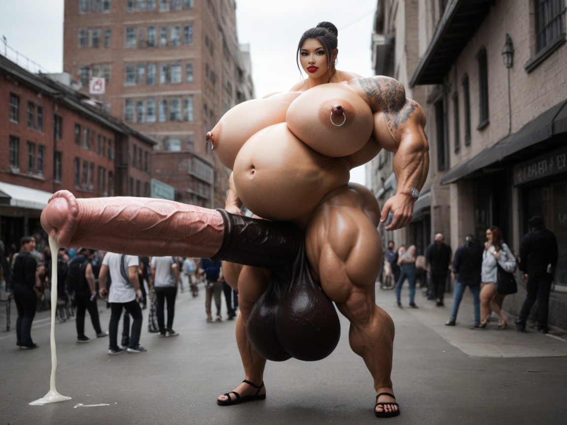 Super Gigantic Massive Horsepenis, Gigantic Massive Hyper Biggest Muscles, Nipple Piercing Shemale AI Porn