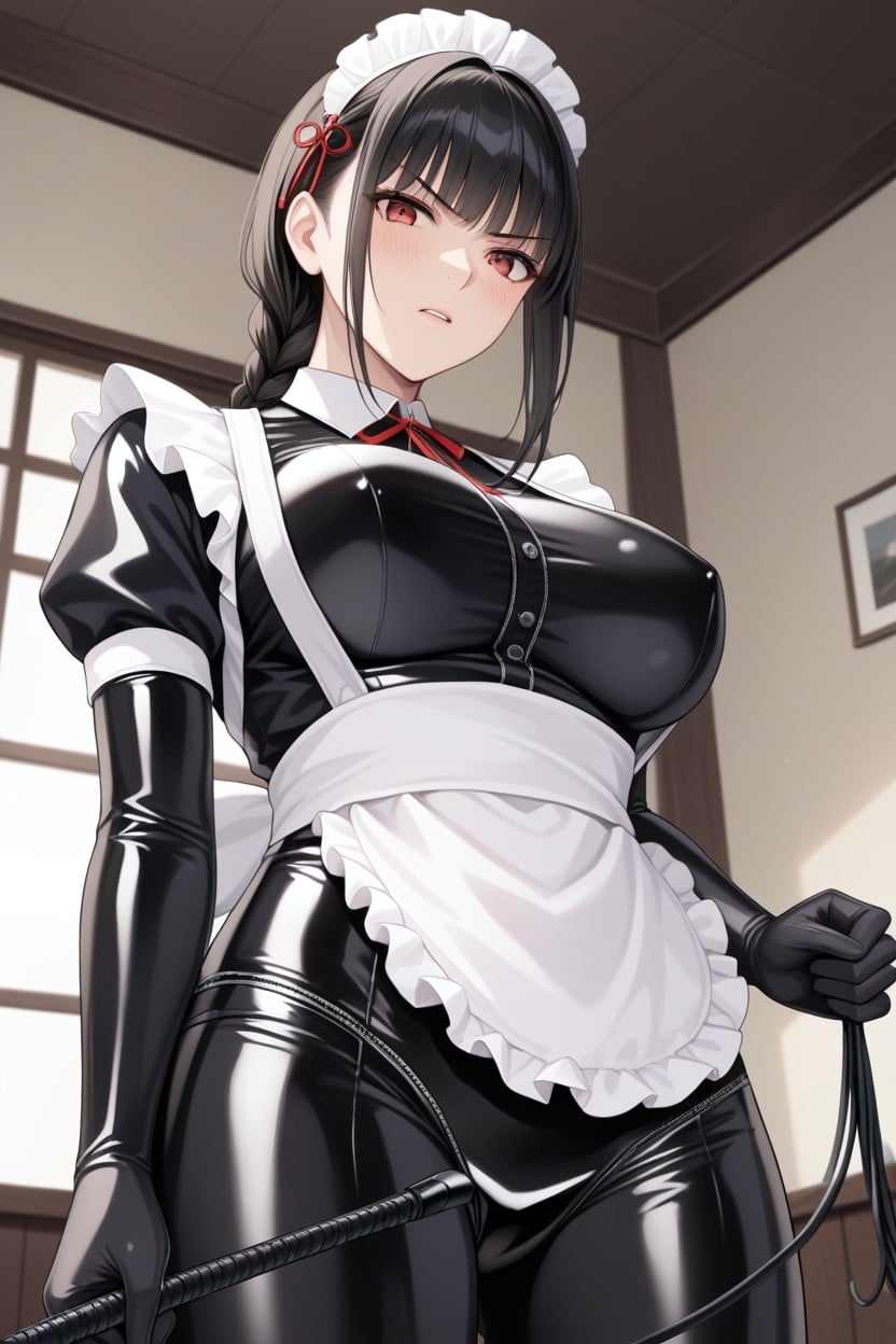 tight latex maid outfit being explored