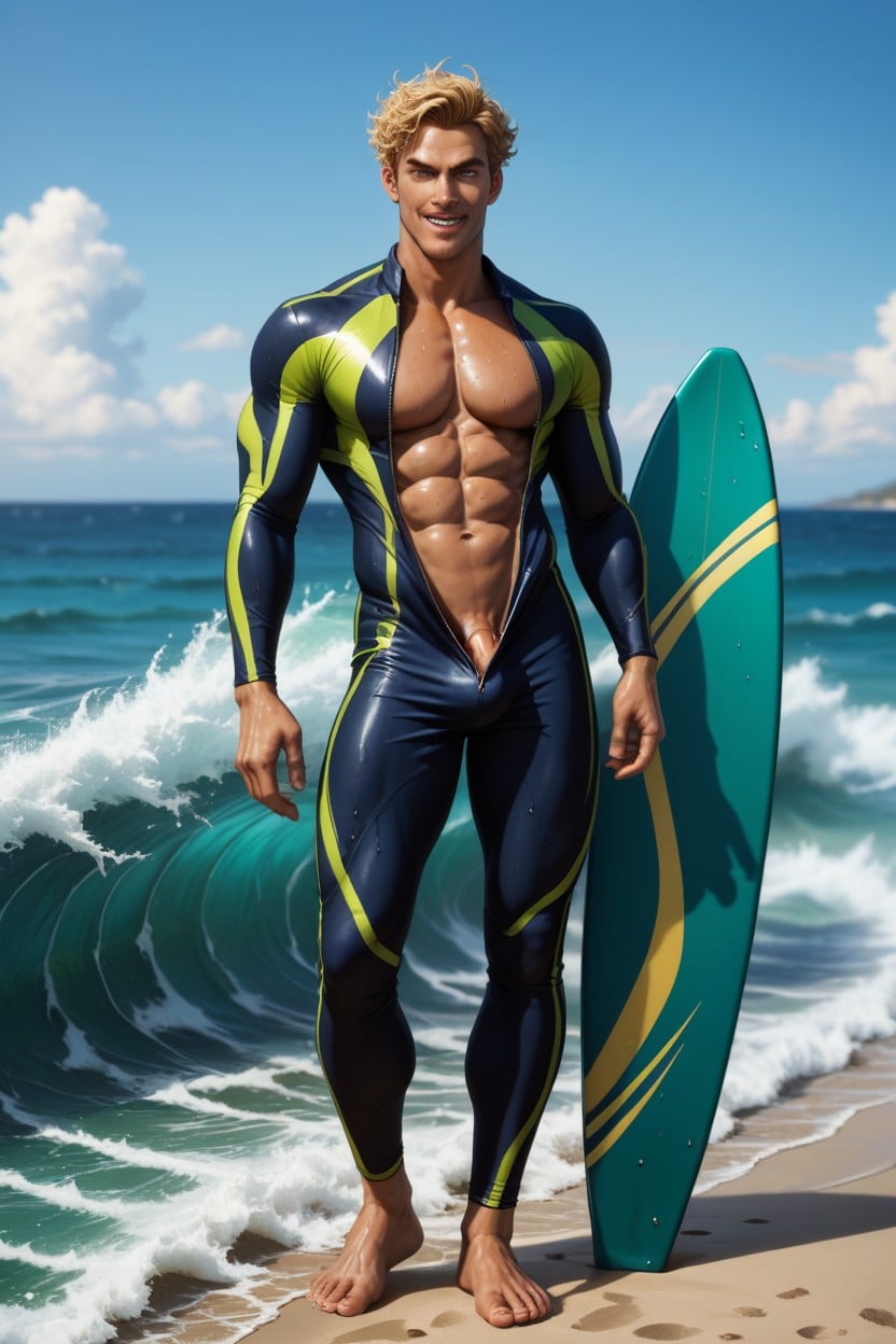 Big Penis, Wet Body, Wetsuit AI Gay Porn