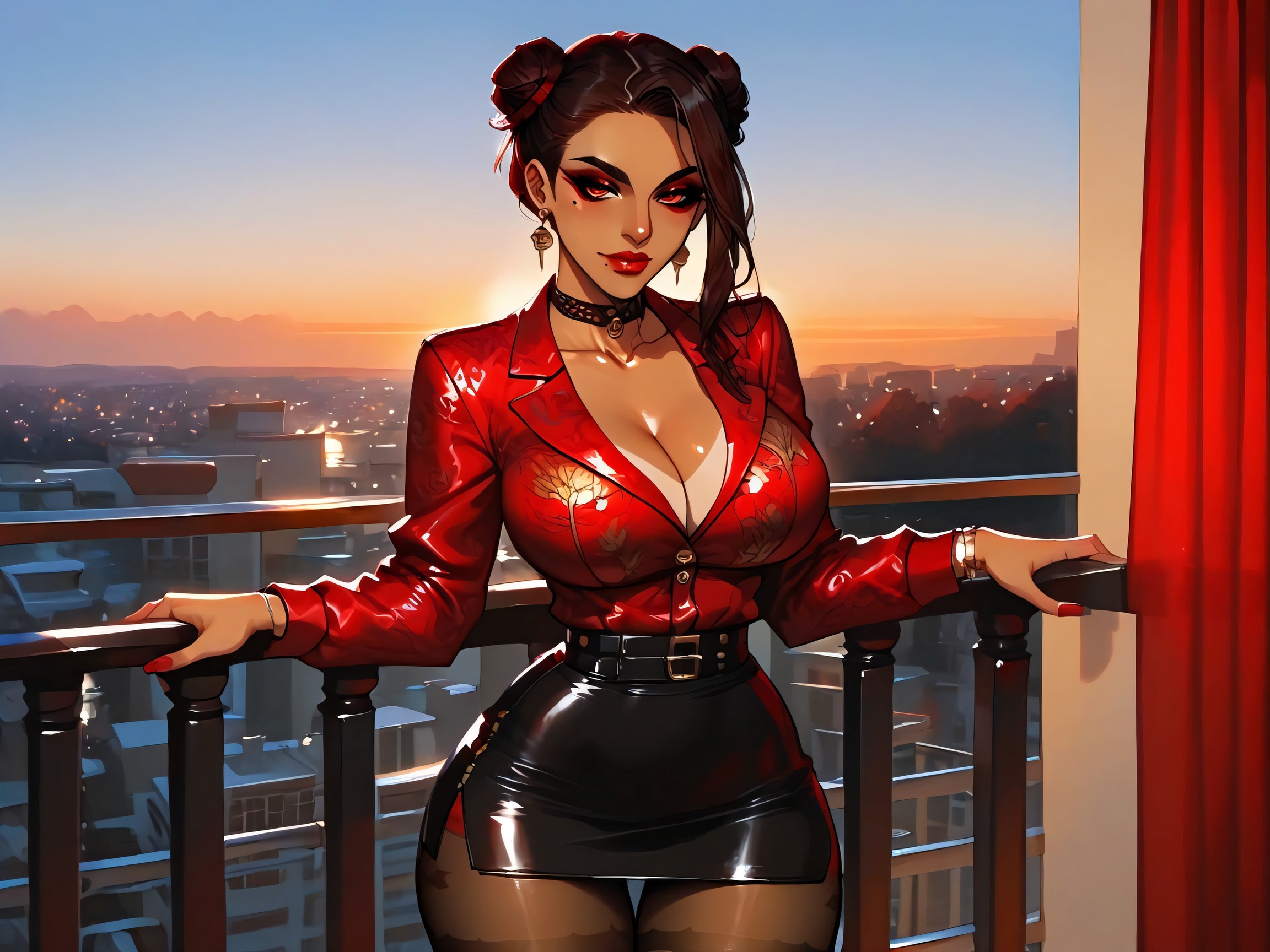 Wide Long Shoulders, Red Glow Effect, Large Breast AI Porn