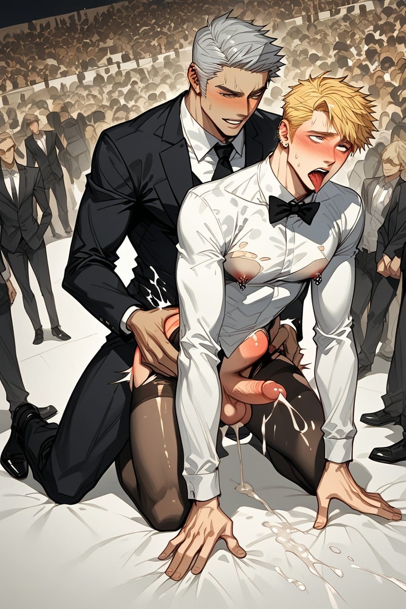 Rough Fuck, Wide Camera Angle, Laying On The Table AI Gay Porn