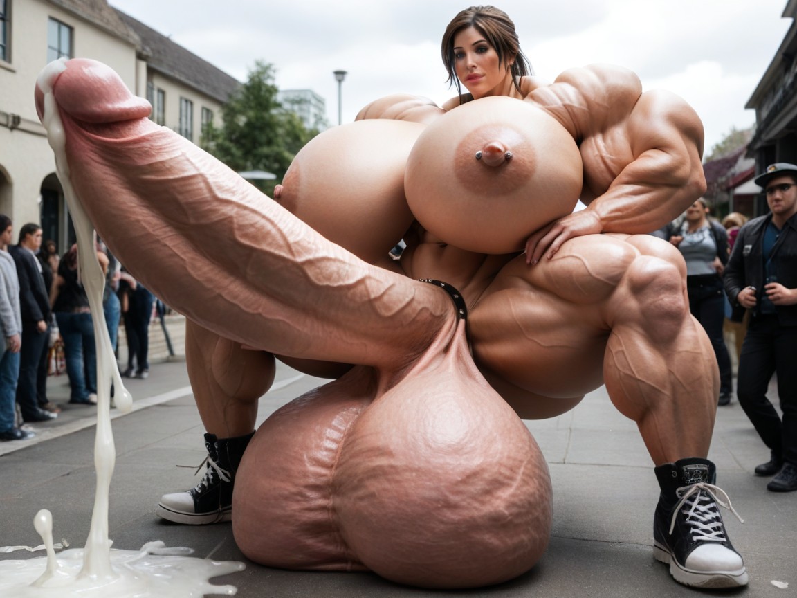 Musclegut, Spiked Cockring, Round Ass Shemale AI Porn