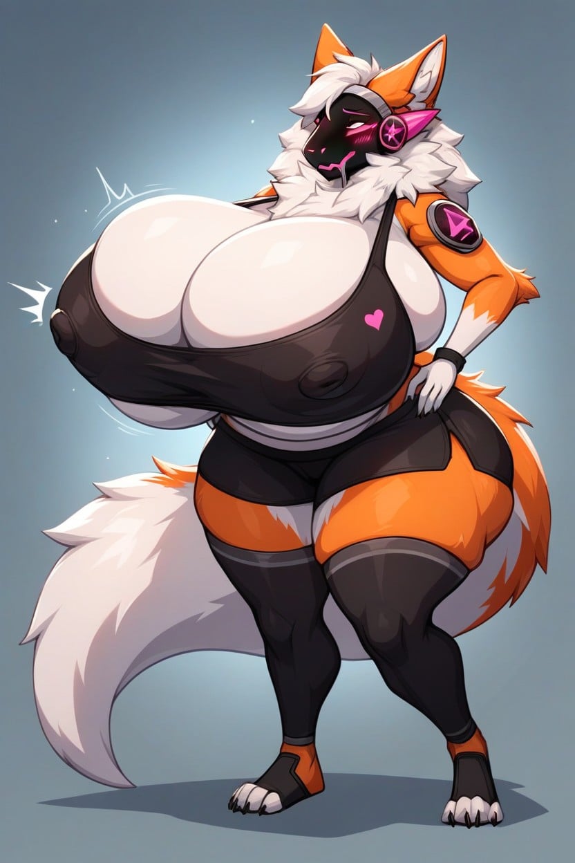 Sporty Shorts, Standing, Breast Expansion Furry AI Porn