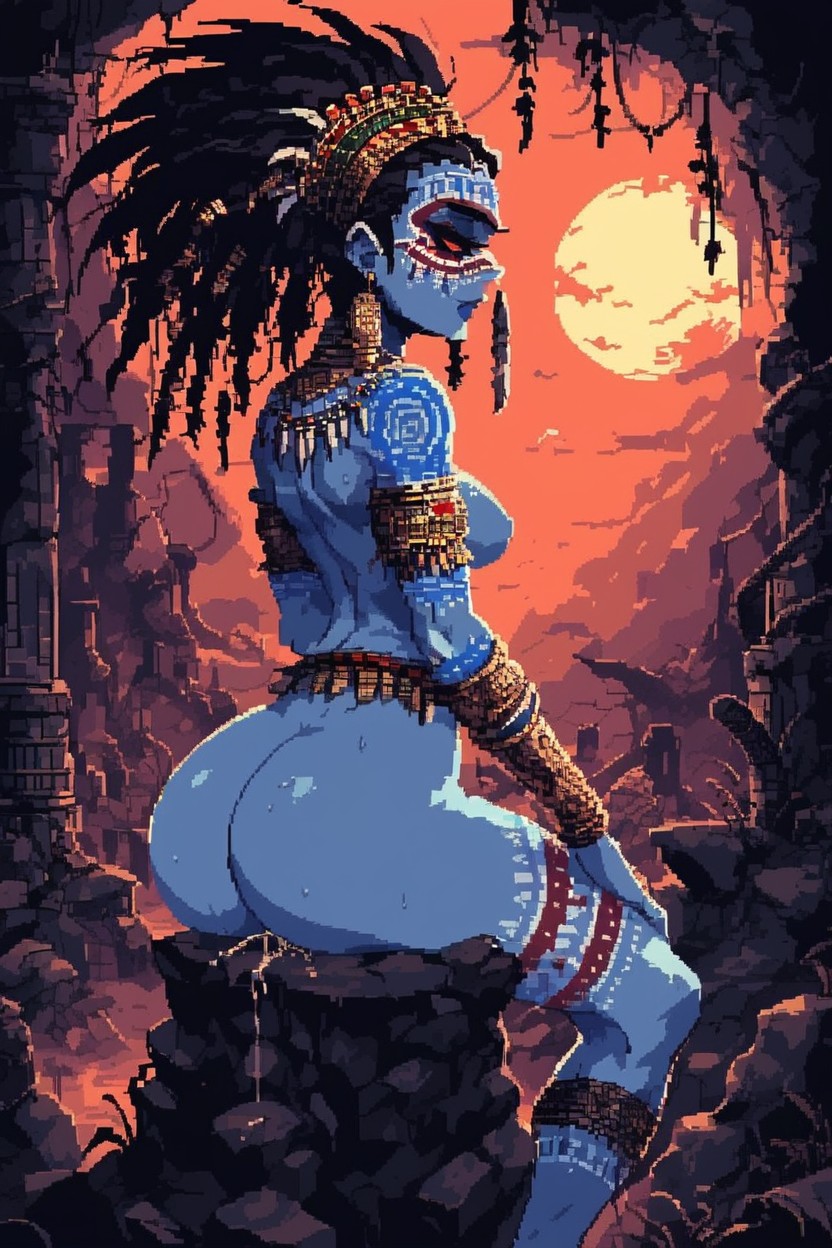 Steamy, Front View, Aztec Mask Hentai AI Porn