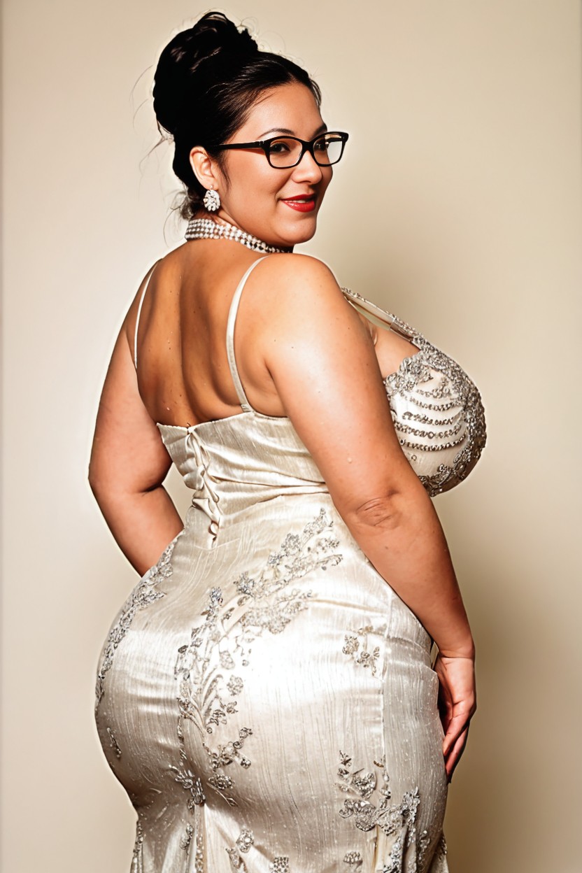 Magnificent Elegant Dress, Luxury Earring, Chubby AI Porn