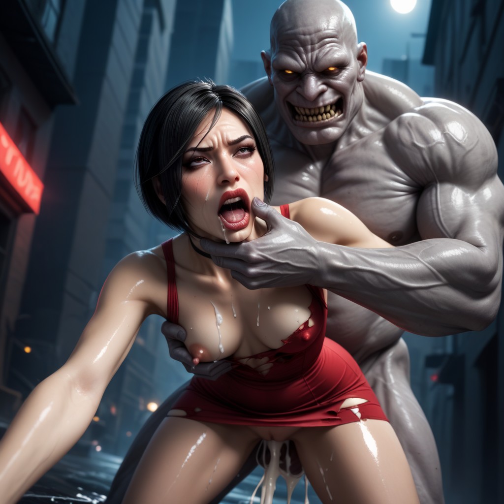 Orgasm, Fat Monster Extremely Taller Than Her, Her Dress Hike Up Above Her Ass Porno IA