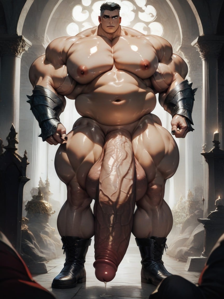 Hyper Gigantic Long Cock, Fantasy Castle Setting, Red Lipstick AI Gay Porn