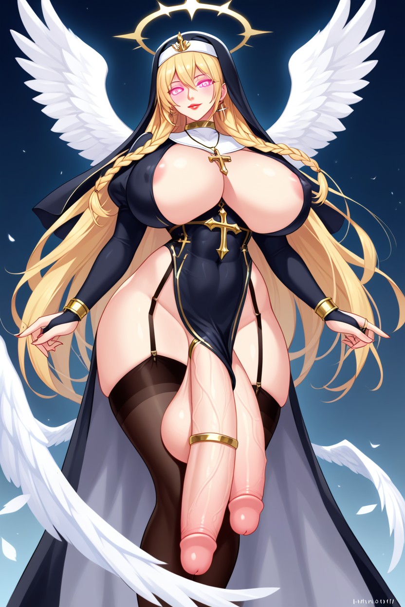 Halo, Glowing Eyes, Rounded Breast Shemale AI Porn
