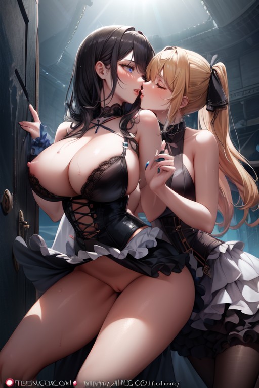 White Lacy Stockings, Nipple, No Panties Hentai AI Porn