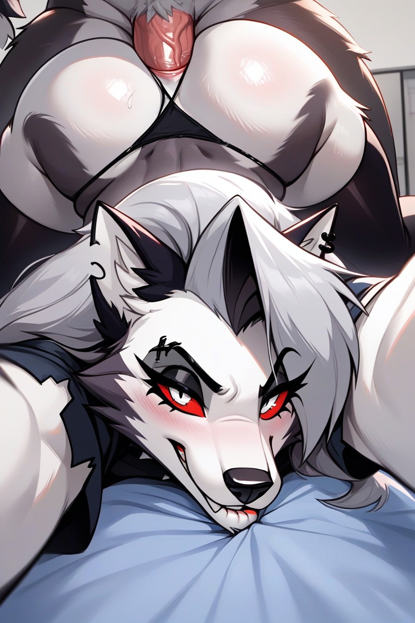 Acostado Sobre El Estómago, Ass, Delgada Furry IA