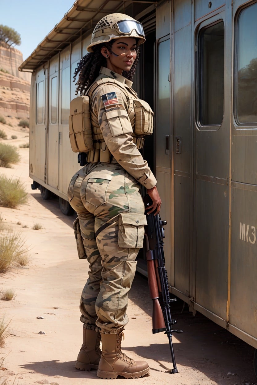 Hair, Thighs Bigger Than Waist, Us Kevlar Helmet AI Porn