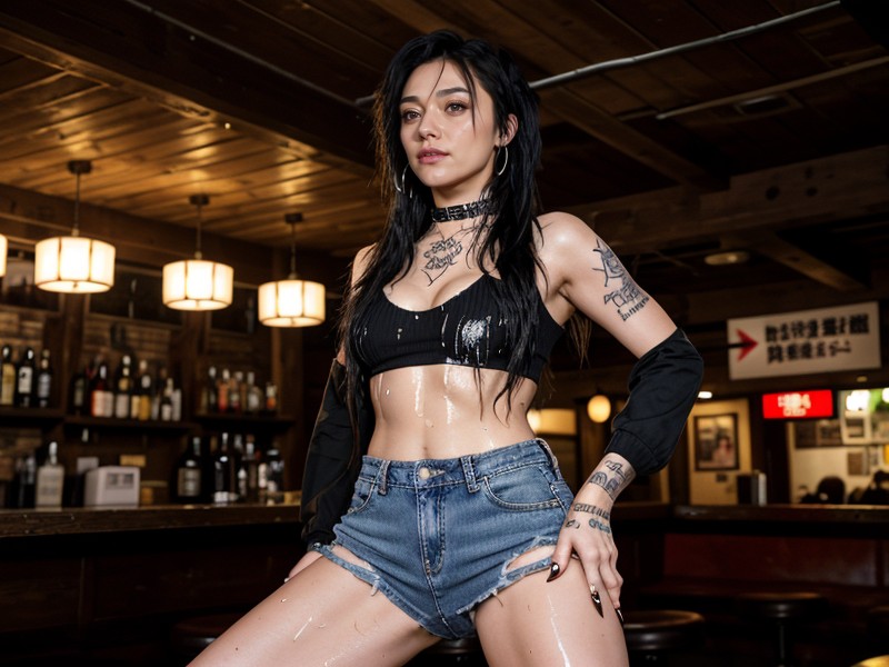 High Waisted Thong, Shaggy Layered Bobcut, Cropped Yellow T Shirt AI Porn