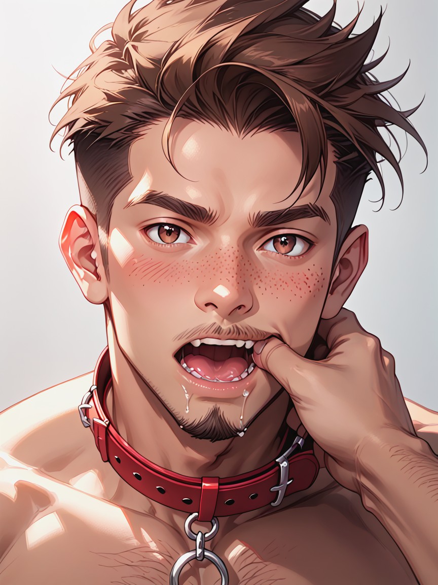 Close Up, Drooling, Arms At Sides AI Gay Porn