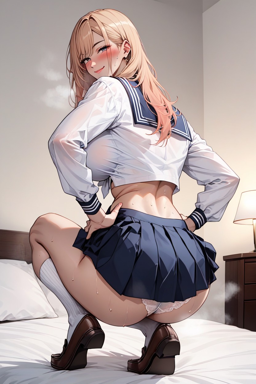 Bending Forward, Bedroom, Rear View Hentai AI Porn