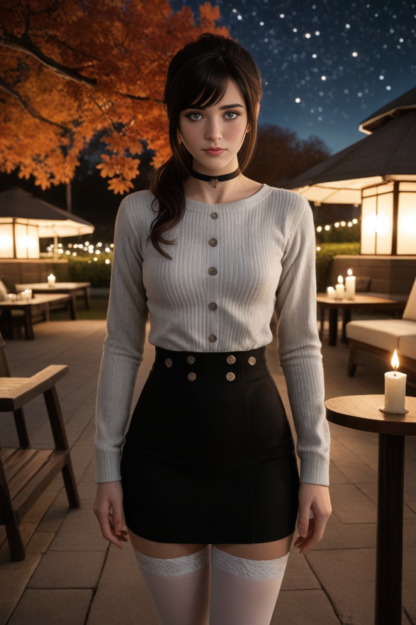 Soft Skin, Black Skirt, Choker AI Porn