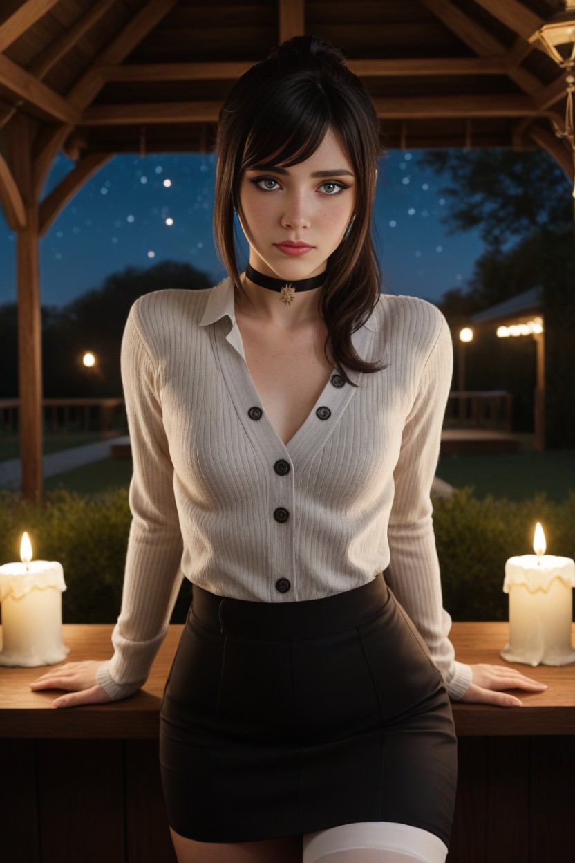 In A Gazebo, Apprehensive, Hazy Outside AI Porn