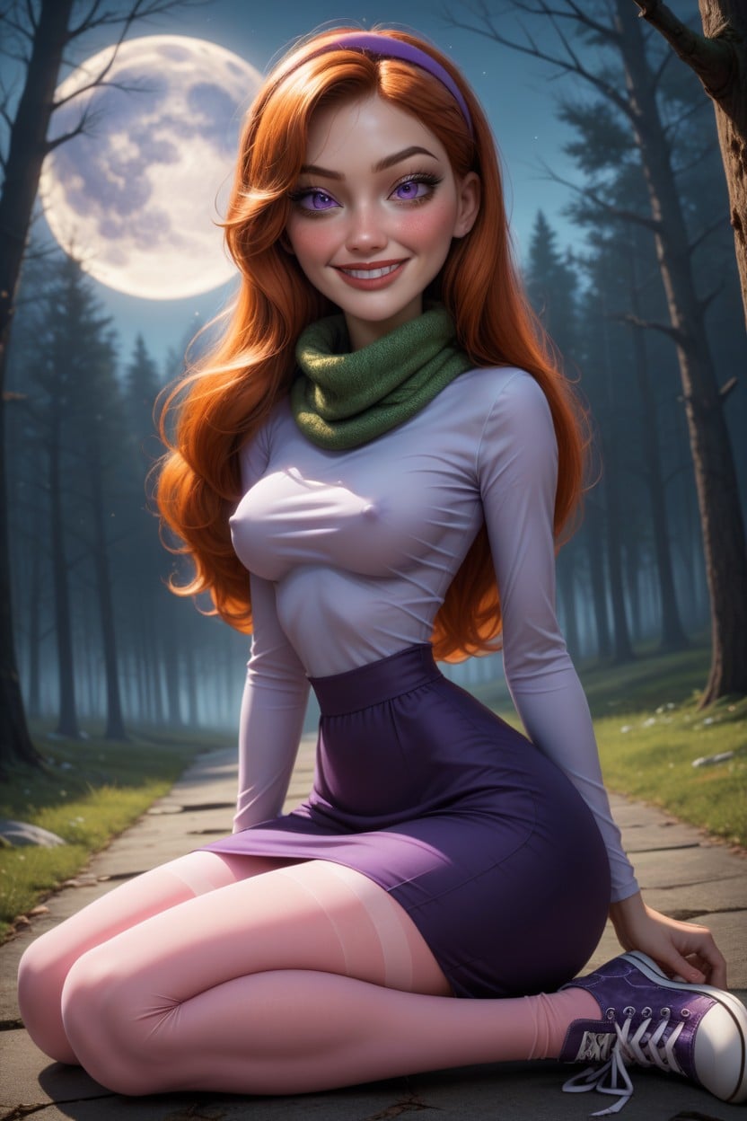 High Resolution, Full Moon, Ginger Hair Hentai AI Porn