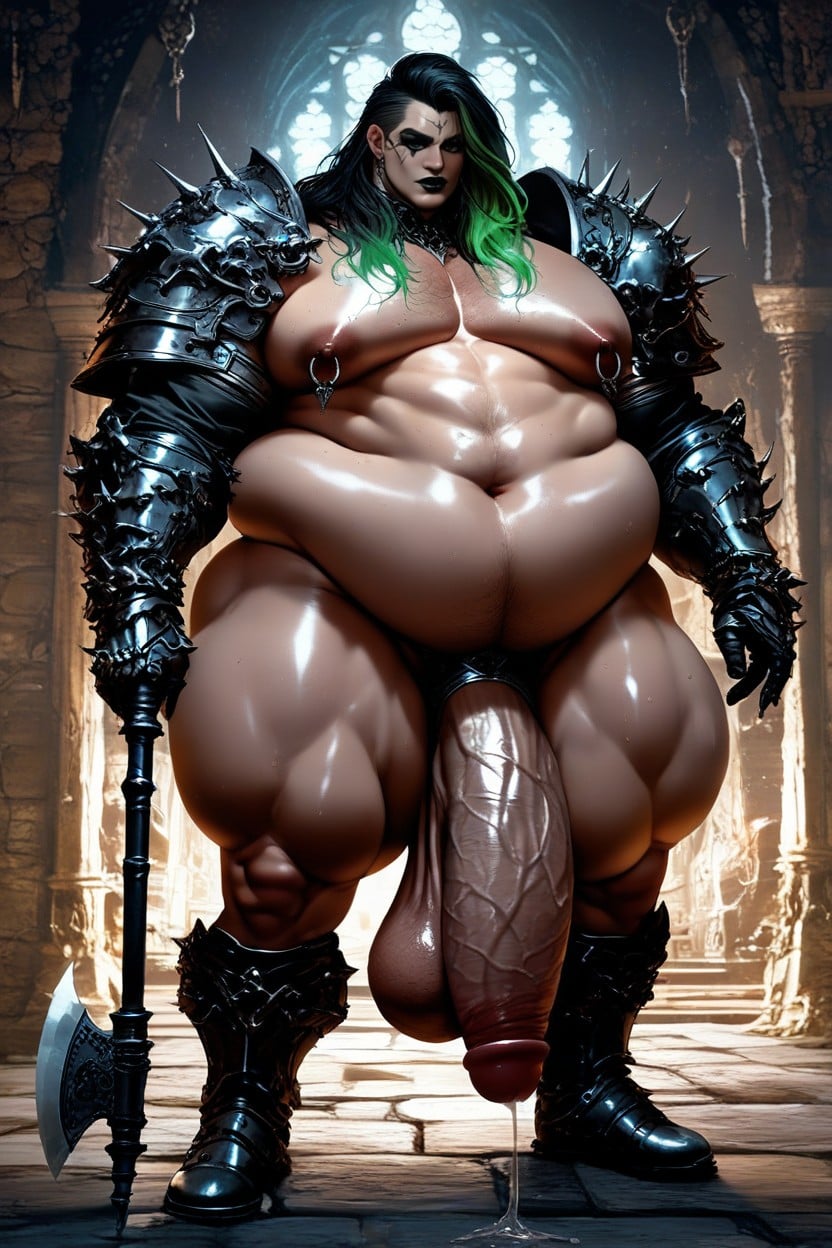 Dark Makeup, Shaved Face, Impossibly Long Hyper Penis AI Gay Porn