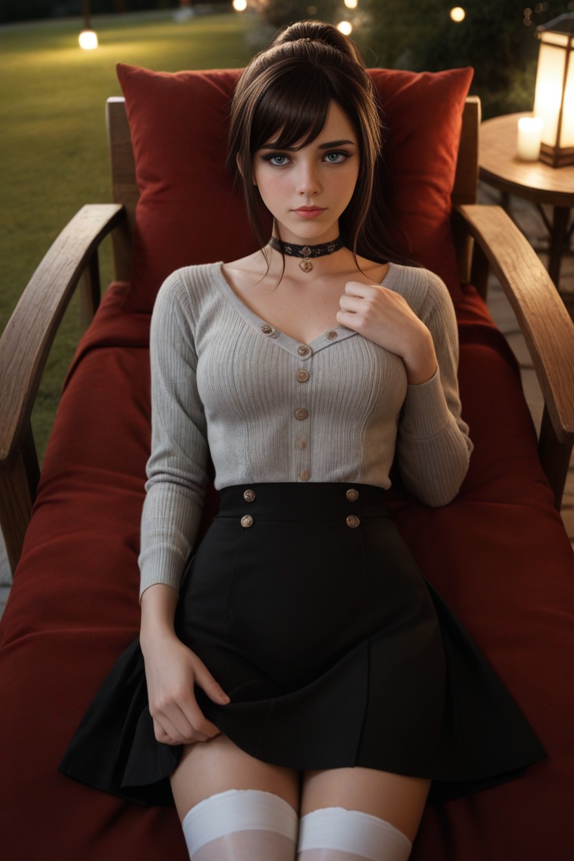 Hazy Outside, Button Nose, Black Hair AI Porn