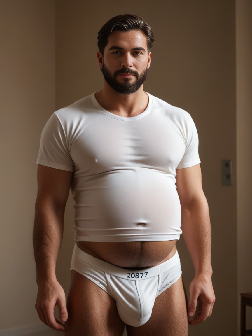 A Pregnant Man, Blue Eyes, Stomach Growing Larger AI Gay Porn
