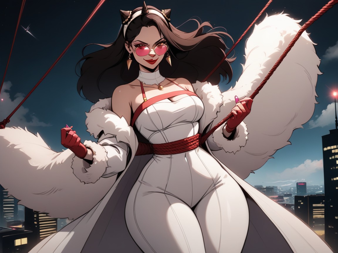 Low Torso Height, Wearing Pink And White Spy Clothes With Fur Trim, トップダウン ラティーナAIエロ