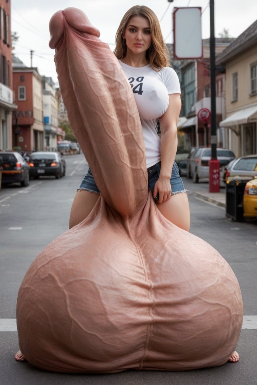 Penis Fills Up Entire Street, Cock Expansion, Hyper Gigantic Dick Growth Shemale AI Porn