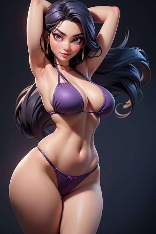 Blue-violet String Bikini, Side View, Psylocke Looking At Viewer Hentai AI Porn