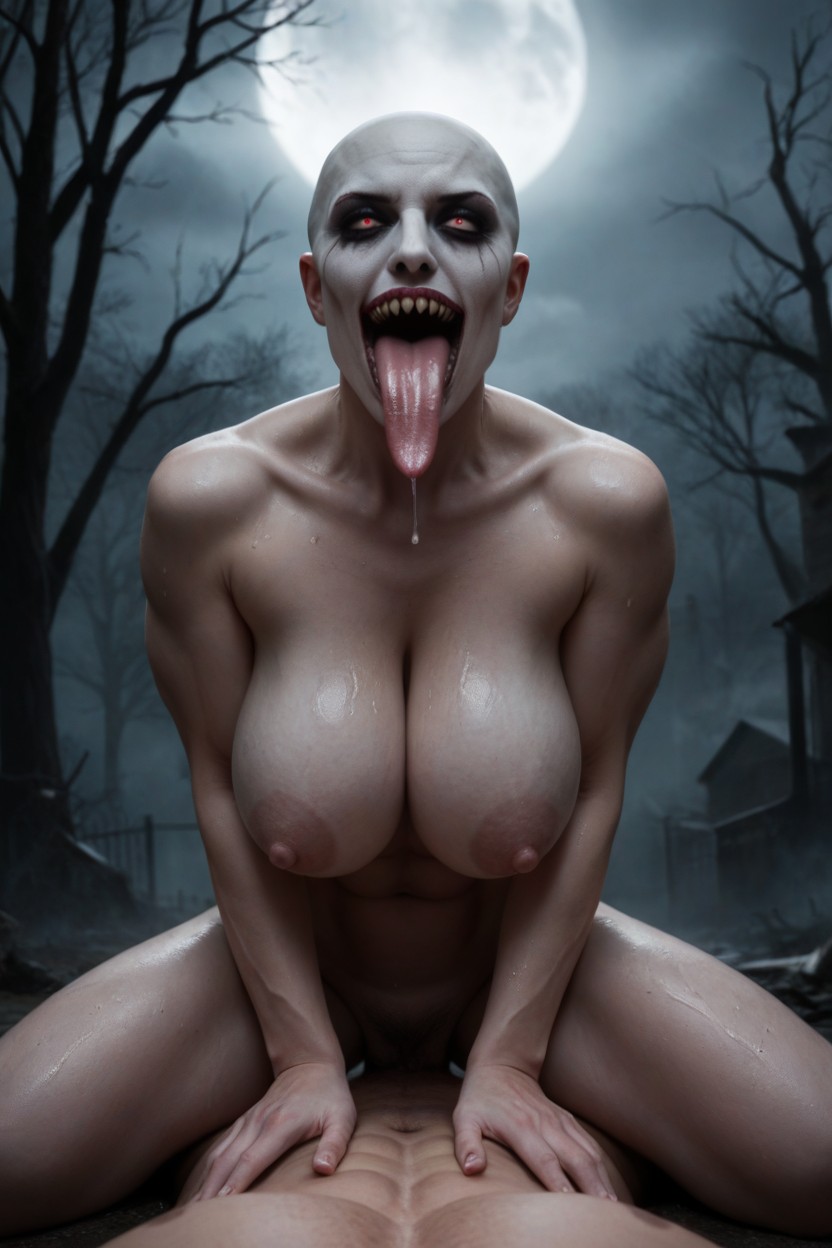 Pale Skin, Ahegao, Dark Ambient Horror Atmosphere Porno IA